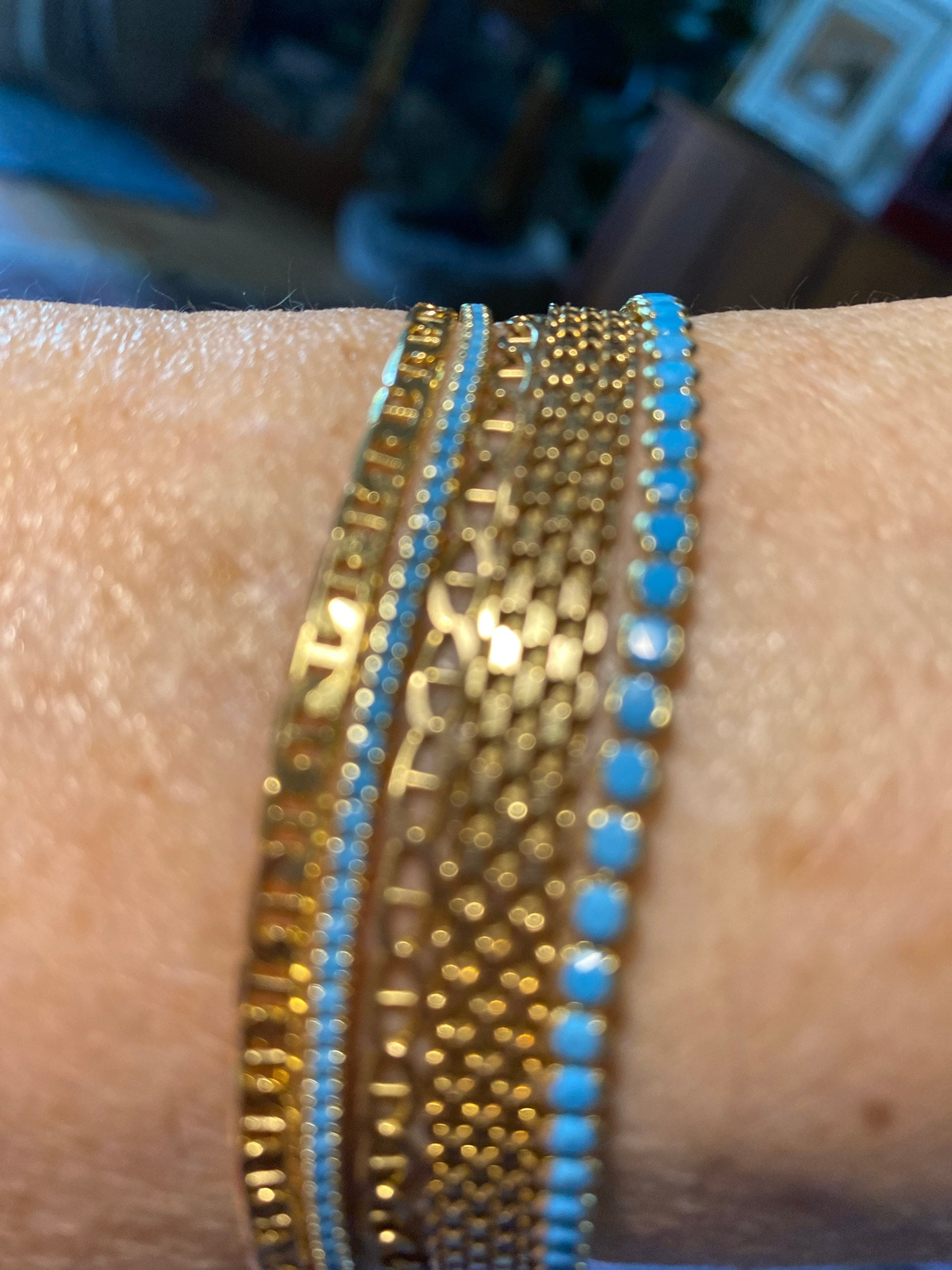Turquoise Bracelet, Turquoise Tennis Bracelet, Dainty Bracelet, Turquoise Jewelry, Gift for Her, Minimalist Bracelet, Gold Tennis Bracelet