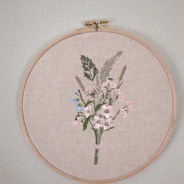 Wildflowers Bouquet Machine Embroidery Floral Meadow Flower Botanical ...