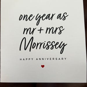 1st Wedding Anniversary Card for Husband, Personalized, 1 Year