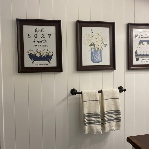 Set of 3 Navy Blue Bathroom Wall Art Cotton Co Bathroom Wall Decor