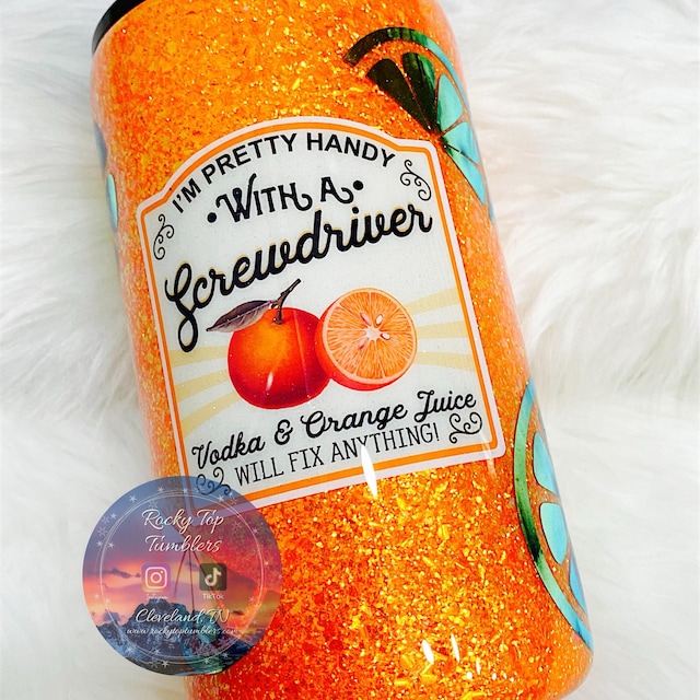 Screwdriver Orange Juice and Vodka Cocktail Drink Label PNG