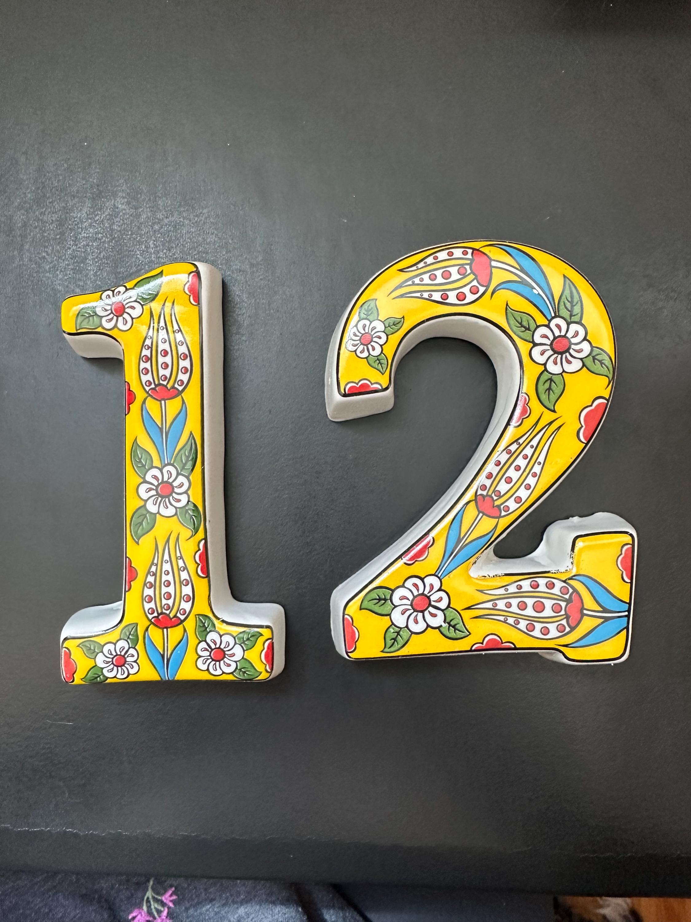 Exquisite Handmade Turkish Ceramic House Numbers, Ceramic Address Plaque and Numbers, Address Numbers, Door Numbers, Ceramic Numbers