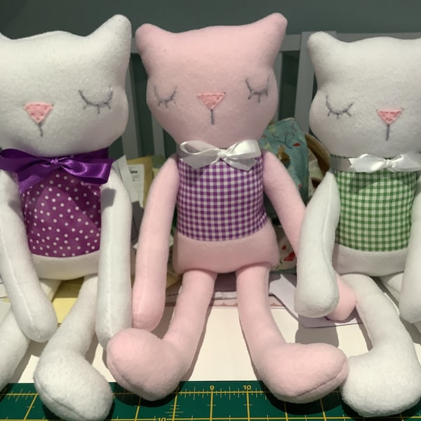 Kitty Cat Softie Sewing Pattern - Sleepy Soft Fleece Toy Animal Sewing ...