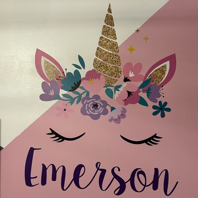 Personalised Unicorn Name Sticker - Custom Vinyl Decal For Kids Room, Wall, Door