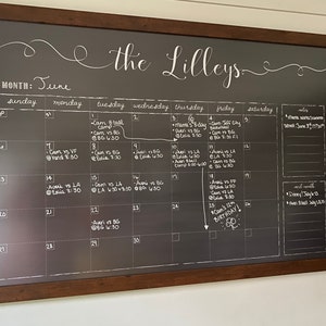 Chalkboard Calendar, 24x36 Large Dry Erase Chalkboard Calendar for Command  Center, Framed Calendar 3631 - Etsy