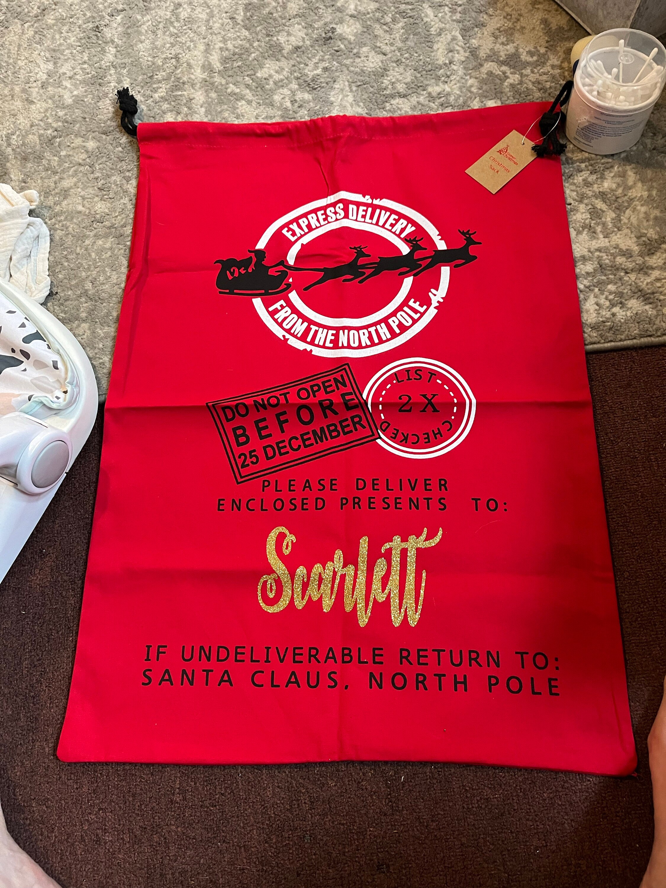 EARLY SALE! In stock,  Large Christmas Santa Sack- Personalised Xmas Father Christmas  gift bag