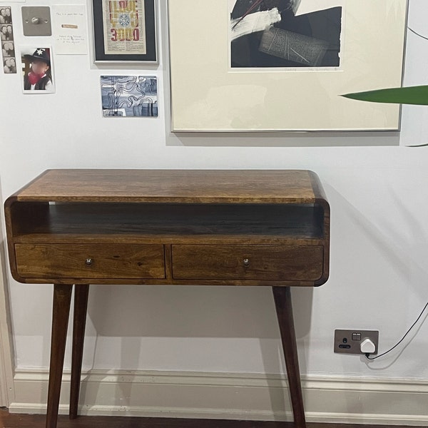 Solid Wood Scandinavian Nordic Retro Style Bedside Table Vintage Unit ...