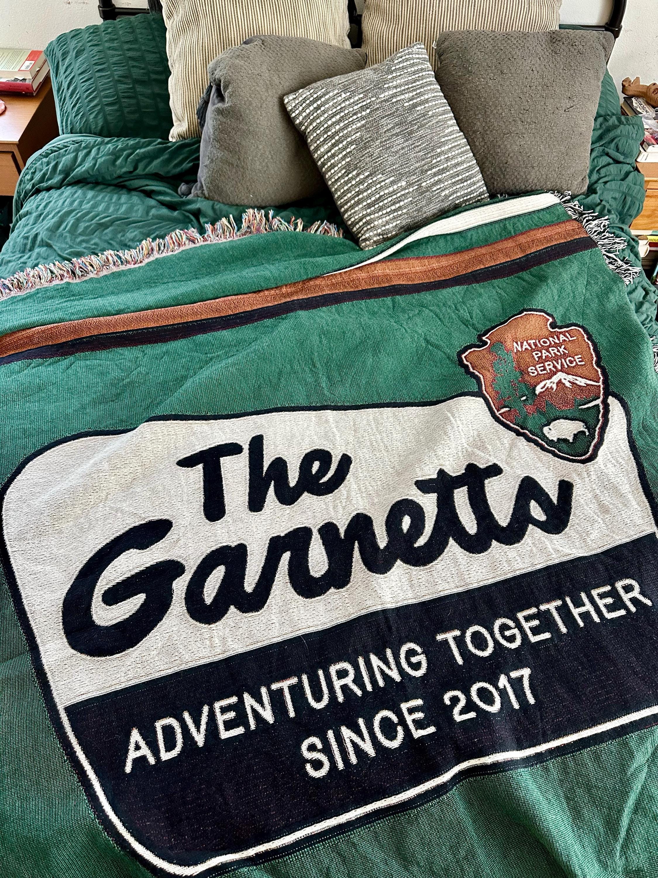 Personalized National Parks Anniversary Blanket, Cotton Woven Blanket