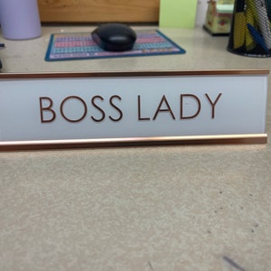 Personalized Rosewood Name Plate For Desk With Business Card Holder - 8...