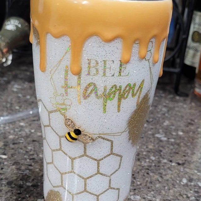 Gold Bee Tumbler Bee Happy Tumbler Beekeeper Gifts Bee 