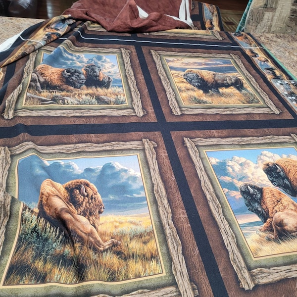 New BISON BUFFALO Bison Range 100% Cotton Pillow Panels - 4 Panels ...