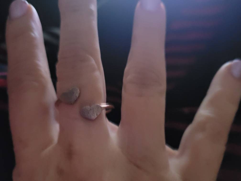 Double Heart Fingerprint Ring, Custom Fingerprint Ring, Personalized Fingerprint Jewelry, Wrap Coil Ring, Loss Memorial Gift