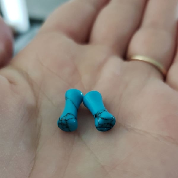 Blue Quartz Double Flared  Plugs (0 gauge - 1 inch)