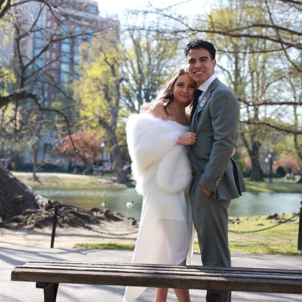 faux fur bridal shawl
