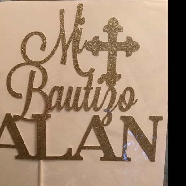 TOPPER TORTA PRIMA Comunione Nome Personalizzato con Decorazione Festa Croce EUR 3,96 - IT