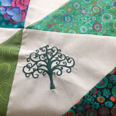 Machine Embroidery Design Tree of Life With Curly Branches for Tote Bag ...