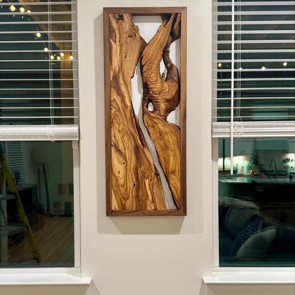 Handmade Live Edge Olive Wood Wall Art With Black Frame - Etsy