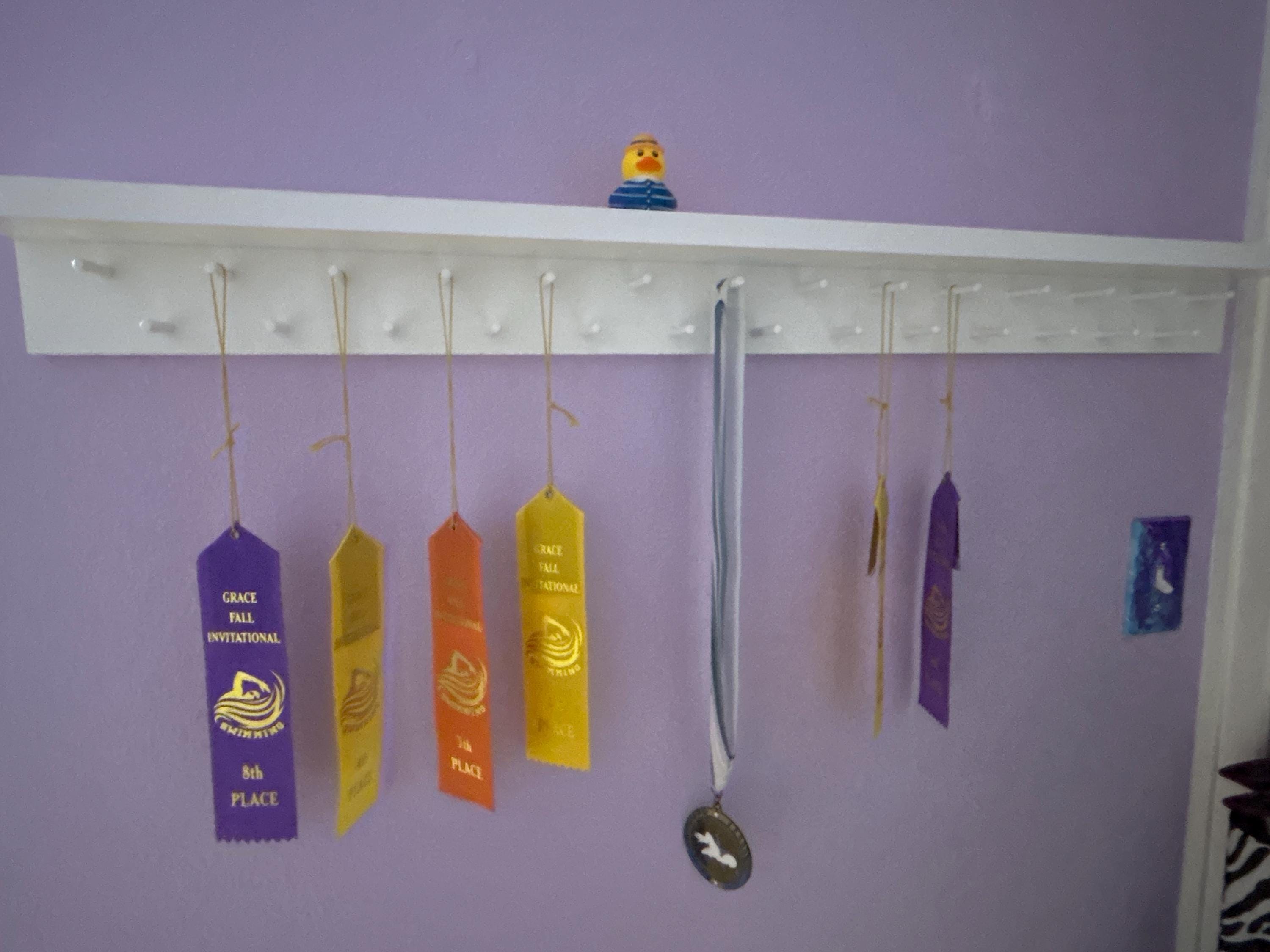 Medal Awards Rack Ultimate Medal Hanger Display and Trophy Shelf - Multi-Purpose Trophy and Medal Holder,  Solid Wood  and Patented Display