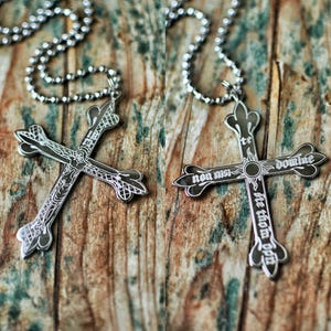 St Thomas Aquinas Crucifix, Etched in Stainless Steel I Non Nisi