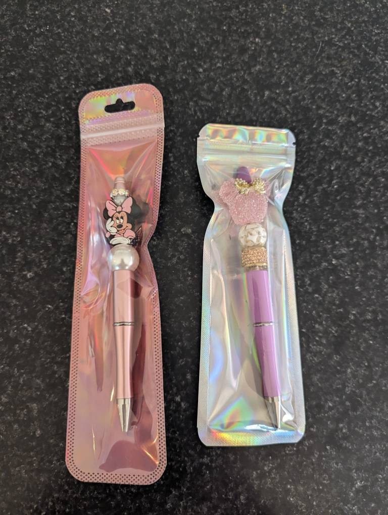 Handmade Beadable Pens - Mickey and Minnie