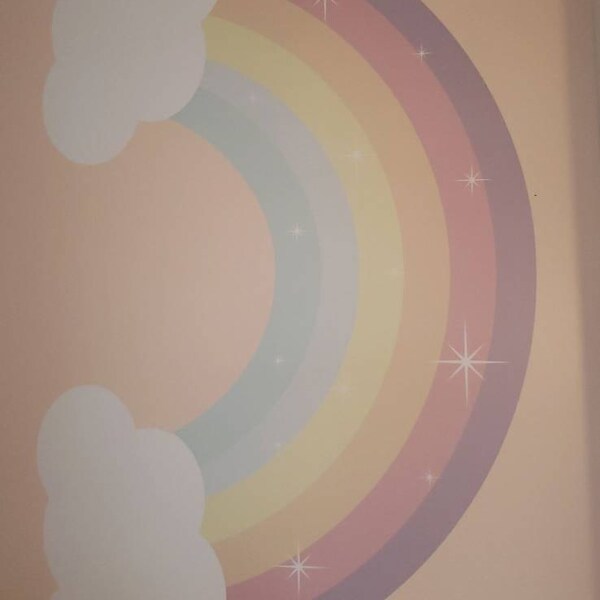 Large Half Rainbow Wall Decal Baby Nursery Room, Pastel Art Decor ...