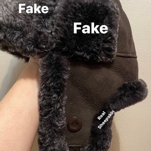 Women Men Ushanka Earflap Hat - Shearling Sheepskin Fur Trapper Bomber Aviator Style Suede Unisex Winter Hat