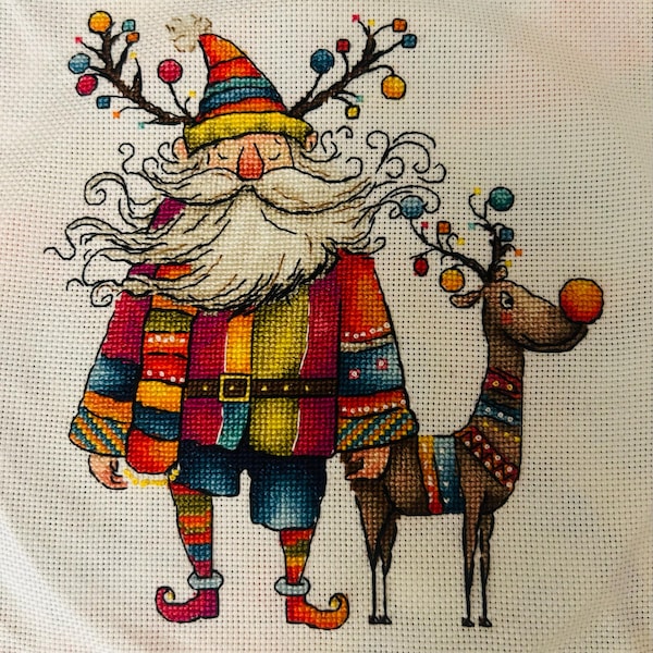 Set of 3 Humorous Christmas Cross Stitch Patterns - Santa, Reindeer ...