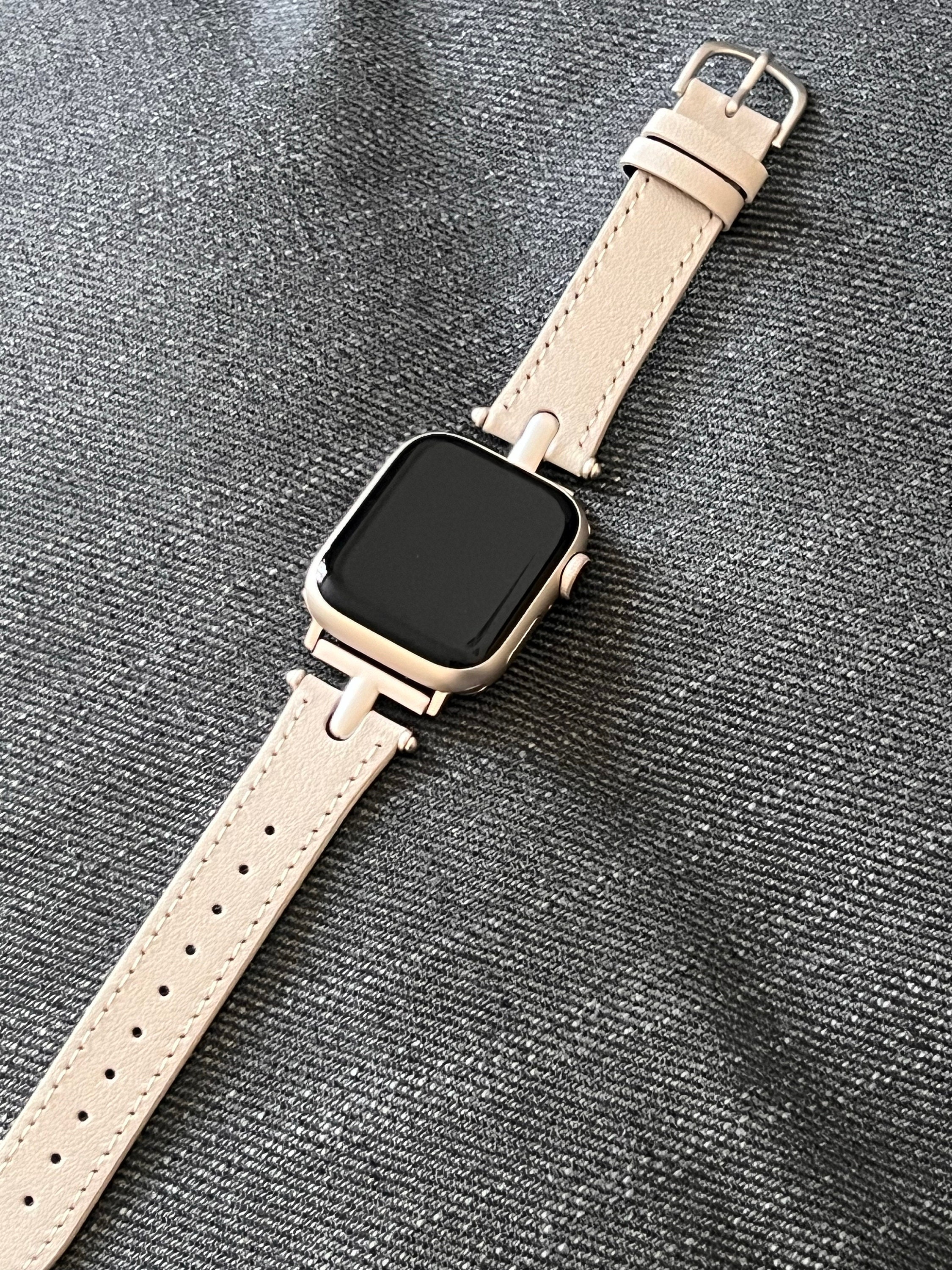 Leather Band for Apple Watch Band Women 38mm 40mm 41mm 42mm 44mm 45mm 49mm with Metal Buckle for iWatch Bands Ultra SE Series 9 8 7 6 5 4 3