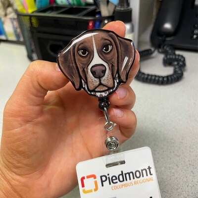 Caroline's Treasures SC9127PK-BR Pink Labrador Retractable Badge Reel For Nurses ID Badge Holder With Clip Retractable Employee Badge Holder, Belt Clip, Multicolor