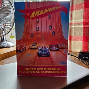 Personalised Hotwheels Card Birthday Christmas Cars Fast Race