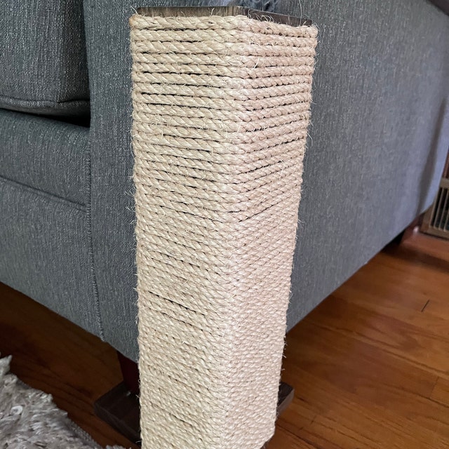 Griffoir D'angle Mural Pour Chat 52 Cm - En Sisal Et Bois, Protège Canapé Et Meubles, Design Sobre Kaki - 5