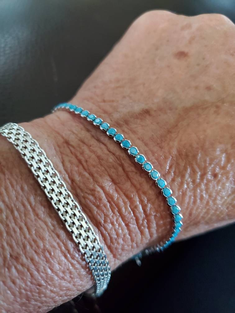 Turquoise Bracelet, Turquoise Tennis Bracelet, Dainty Bracelet, Turquoise Jewelry, Gift for Her, Minimalist Bracelet, Gold Tennis Bracelet