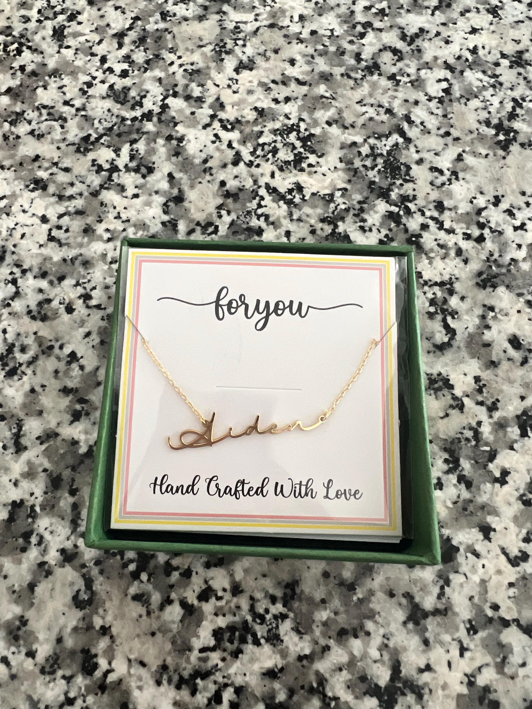 Namenskette Gold, Namensschild Halskette 14k Massivgold, Personalisierter Namensschmuck, Gold filled Name, Mama Halskette, Personalisierter Namensschmuck, AU20