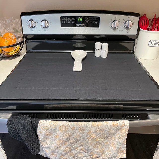 Safecook Black Glass stove top cover (28 x 20) - Stylish Electric stove top  cover - Protect and Enhance your kitchen glass stove top protector cover 