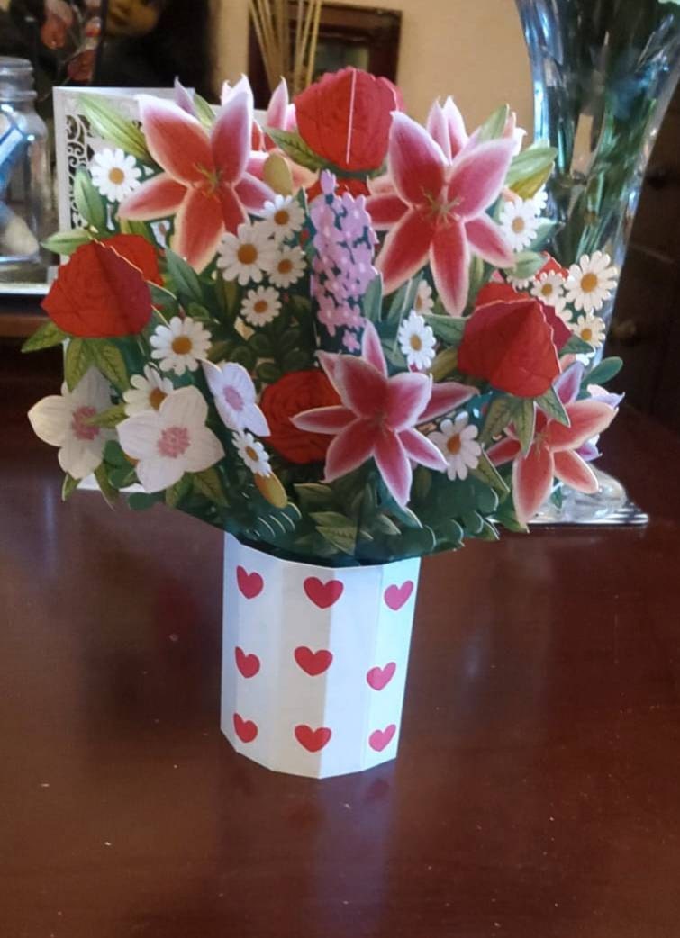 Cherry Bouquet - Pop Up 3D Card Father&#39;s Mother’s Day Birthday Valentines Wedding Anniversary Thank You Keepsake Blossoms will Last All Year