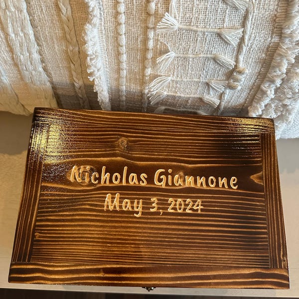 View of Keepsake Box With Modern Artwork Design, One-of-a-kind Wooden Jewelry ...
