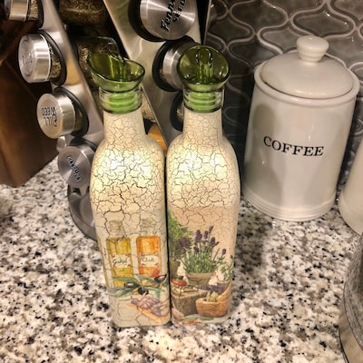 Mediterranean Kitchen Decor, Cooking Oil Bottle With Pour Spout 500 Ml 16 Oz, Olive Oil ...