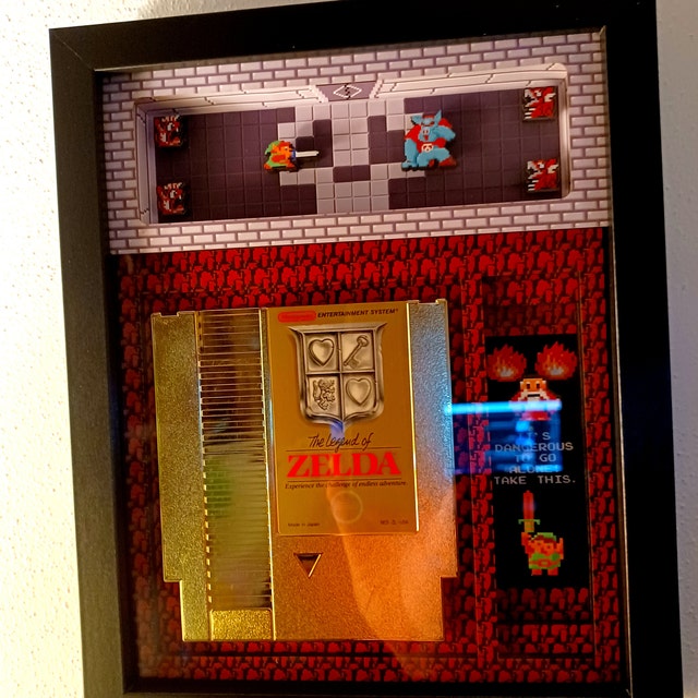 Legend of Zelda NES Shadowbox Wall Art Title Screen 