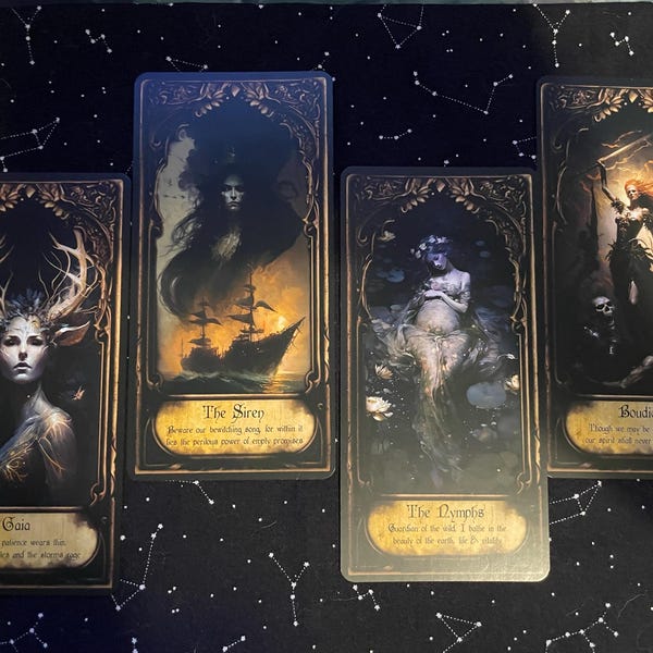 Obsidian Veil Oracle Card Deck: Antique Shadow Work, Feminine Deities ...