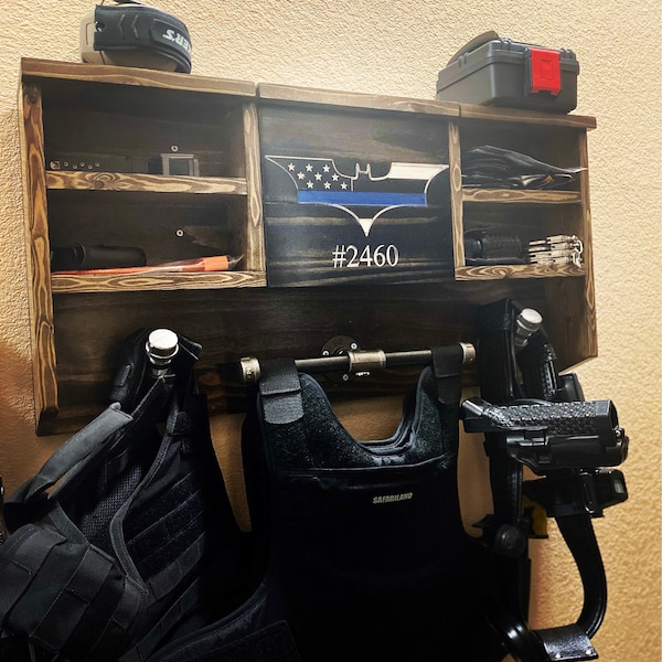 Cop Gear Rack Custom Wall Mounted Duty Rack - Police Gear - Duty Gear Rack - EDC ...