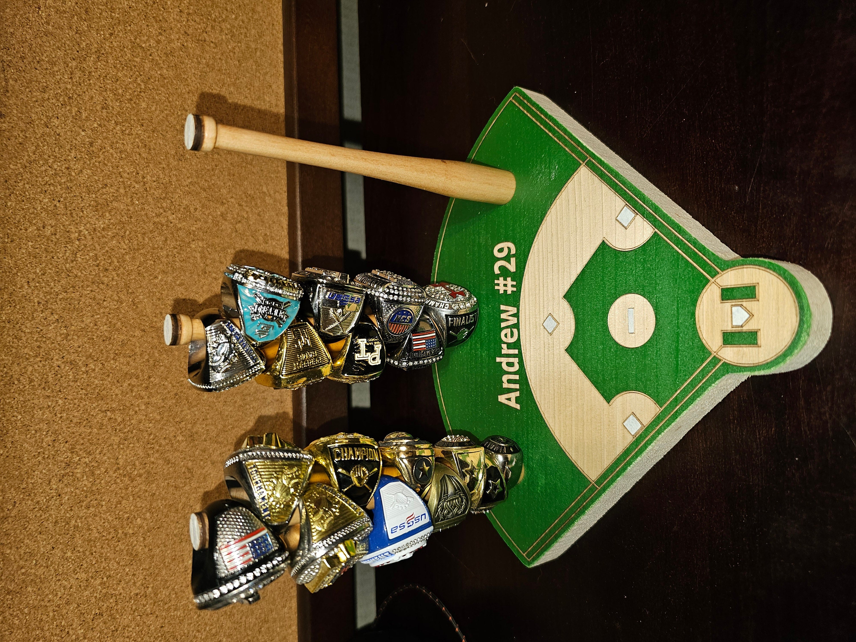 BASEBALL or SOFTBALL RING Holder + Tournament Ring Display + Championship Ring Rack + Customized Gift