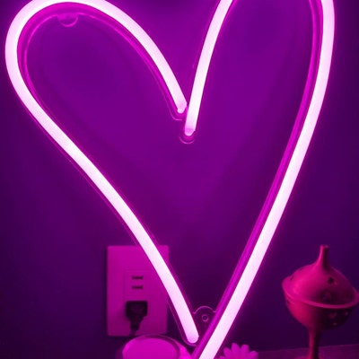 Heart LED Neon Sign Shaped Pink Heart Heart Sign Heart - Etsy
