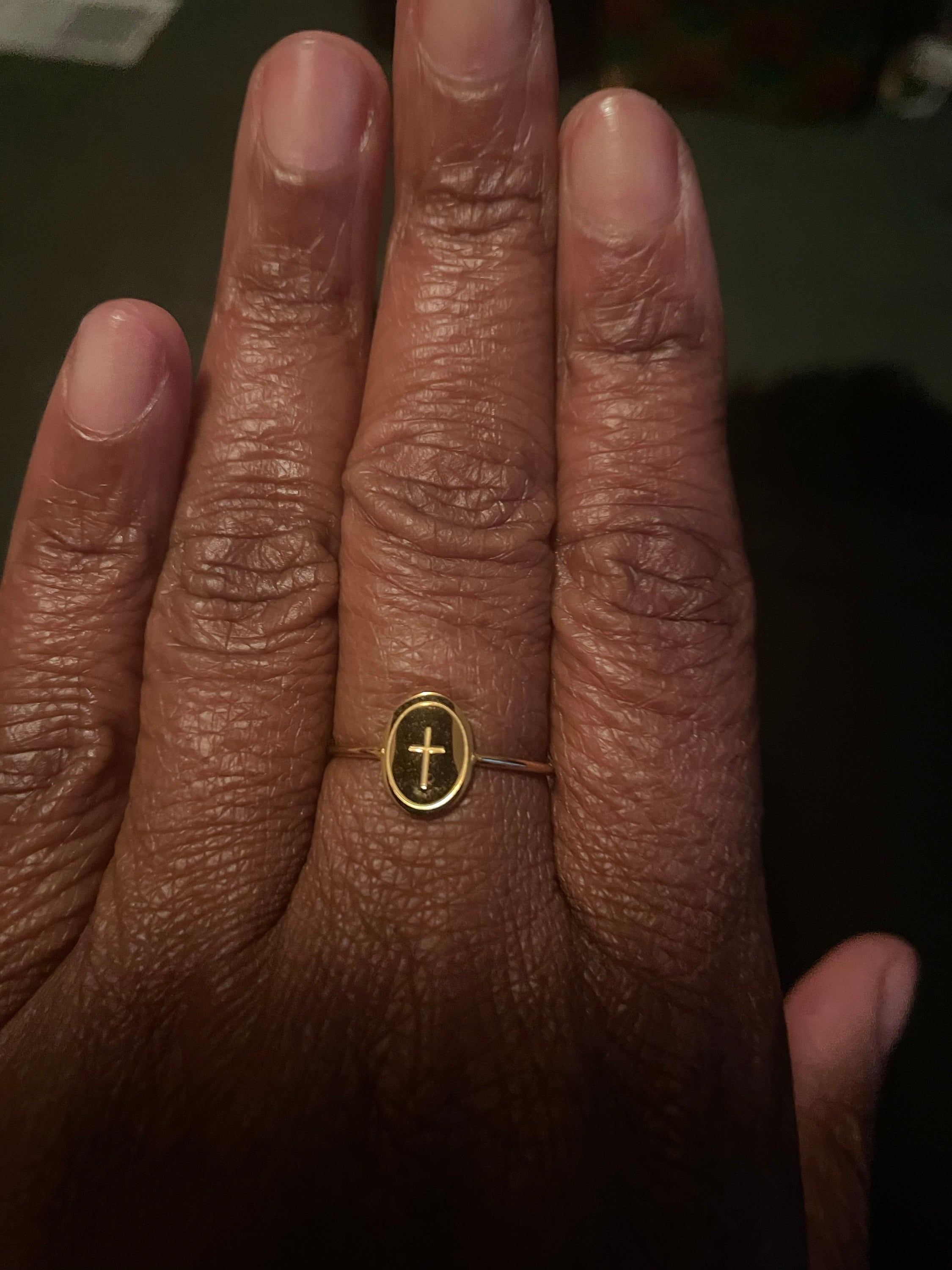 Ovaler Kreuzring, Erbstück Kreuzring, christliches Schmuckgeschenk, Schriftring, Glaube Schmuck, christliches Geschenk, Jesus Schmuck, Gold Kreuz Ring
