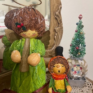 Small Vintage Santa and Happy Snowman Plastic Christmas Tree Ornaments