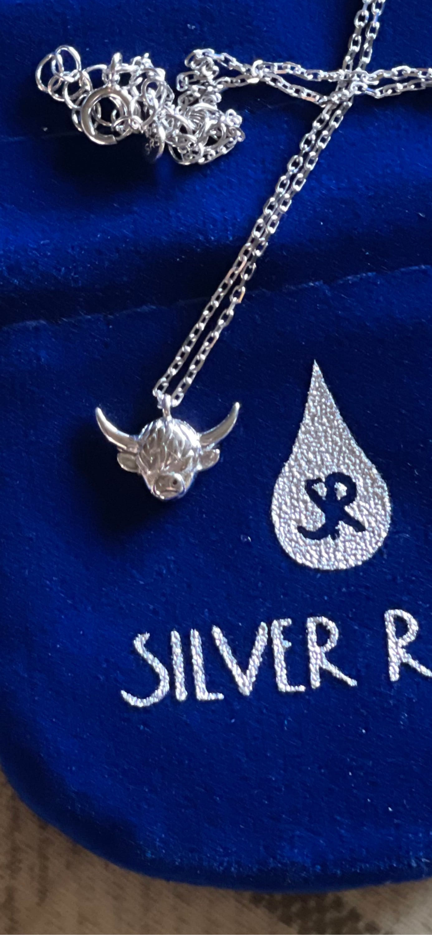 Tiny Highland Cow Pendant Necklace in Sterling Silver, Highland Cow Necklace, Scottish Inspired Jewellery
