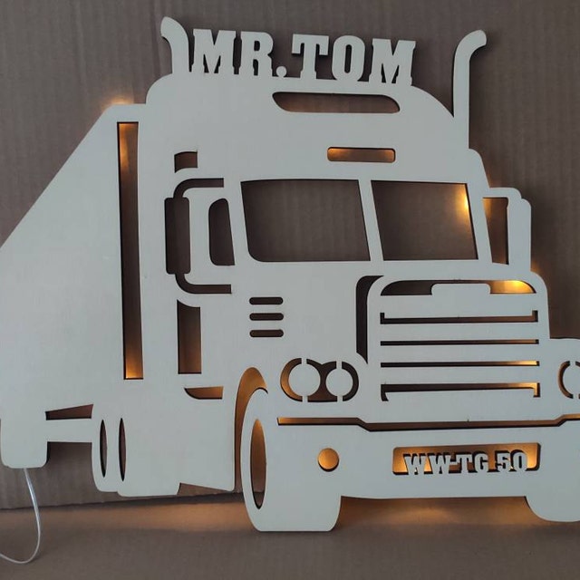 LED LKW Holz Deko Wand Lampe Nachtlicht Schlummerlicht personalisiert mit  Namen I Geschenke für LKW Fahrer I Batteriebetrieben