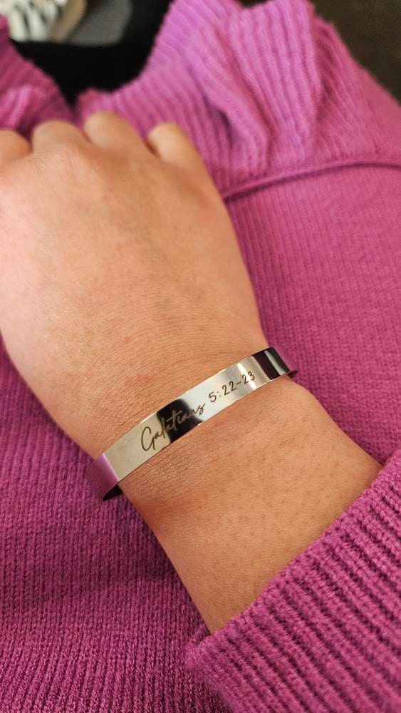 Personalized Cuff Bracelet for Women Custom Inspiration Engraved Bracelet Bridesmaids Gift For Her Gold Bangle Bracelet Wedding Jewelry