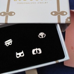 Customer photo, Halloween Mask Stud Earrings