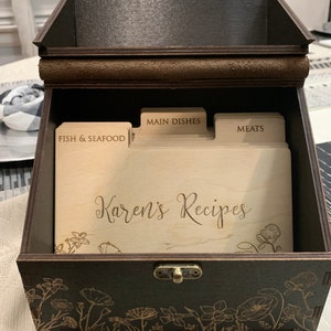 Wooden Recipe Box with Cards and Dividers, 4x6 Recipe Card Holder Box,  Personalized Recipe Organizer for Kitchen - AliExpress