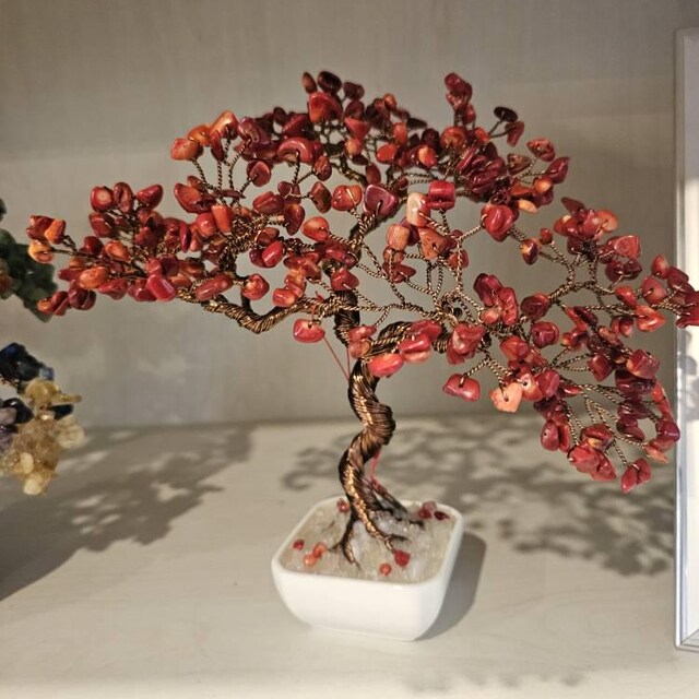 BECOME TREE ピアス 両耳 Become tree Amethyst-opal Willow Crystal Tree, Natural Stone Tree